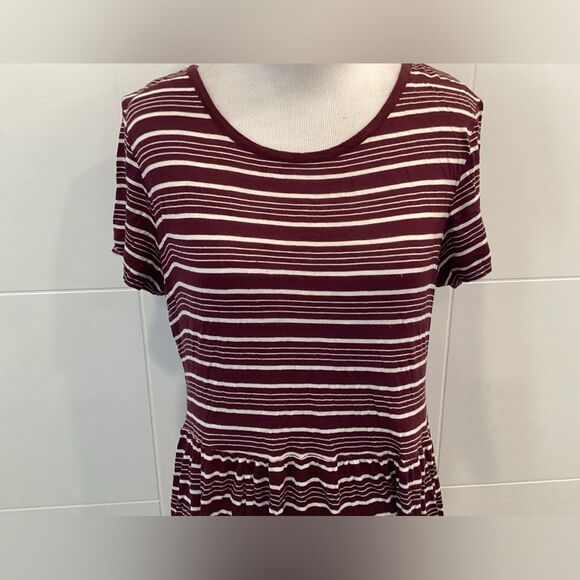 Medium Roxy Striped Burgundy Dress - Picture 4 of 11